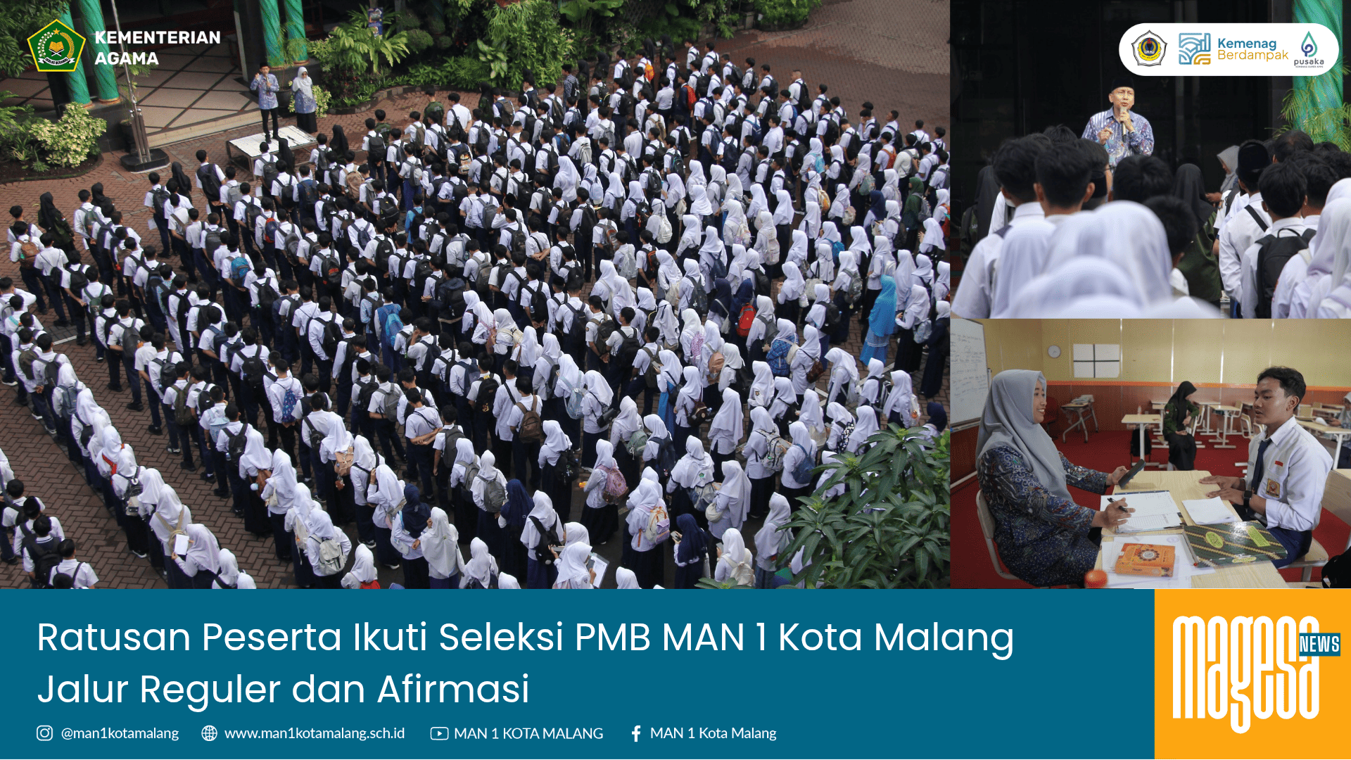 Ratusan Peserta Ikuti Seleksi PMB MAN 1 Kota Malang Jalur Reguler dan Afirmasi