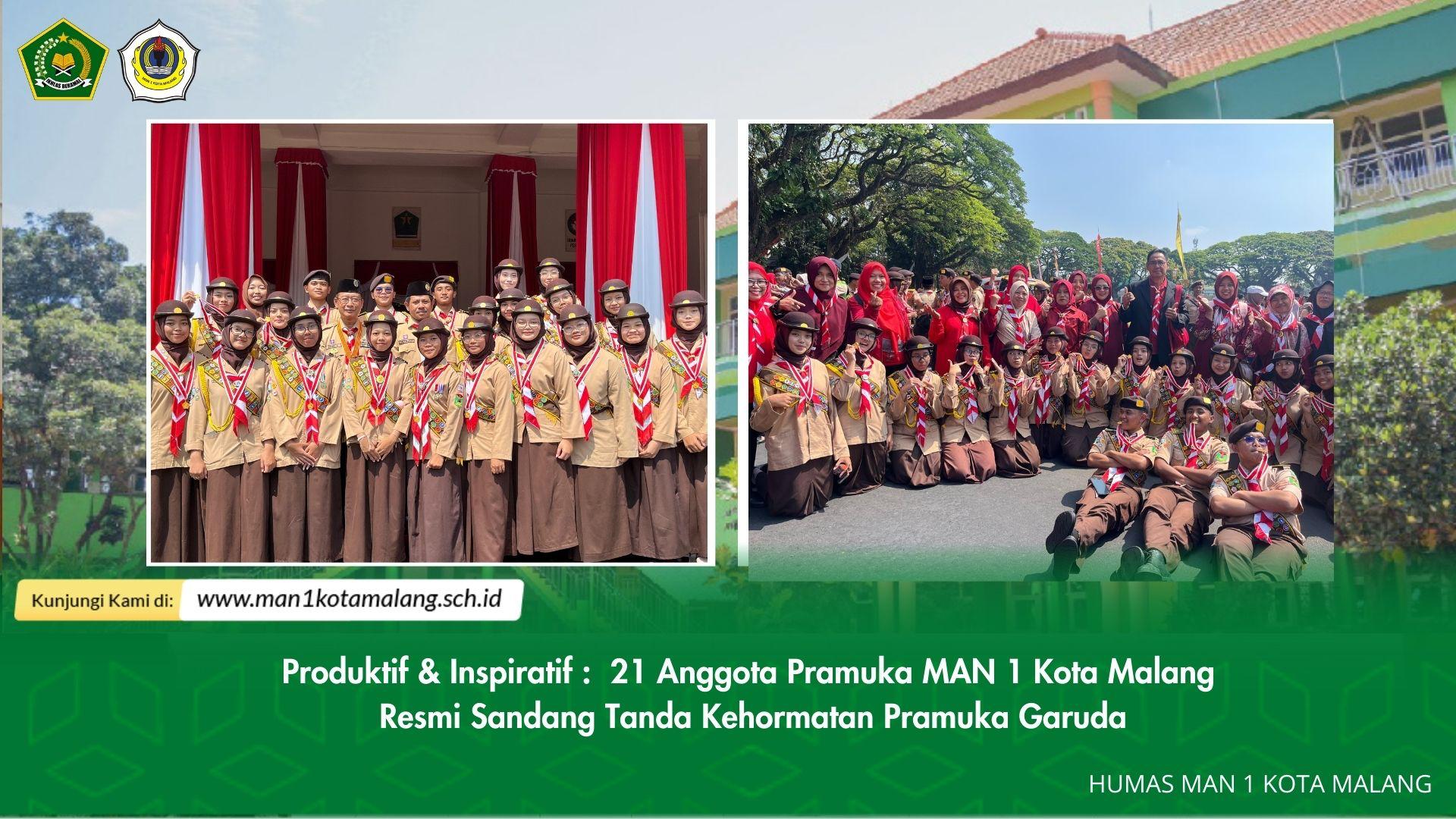 21 Anggota Pramuka MAN 1 Kota Malang Resmi Sandang Tanda Kehormatan Pramuka Garuda