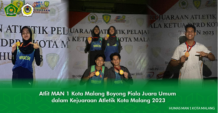 Atlit MAN 1 Kota Malang Boyong Piala Juara Umum dalam Kejuaraan Atletik Kota Malang 2023