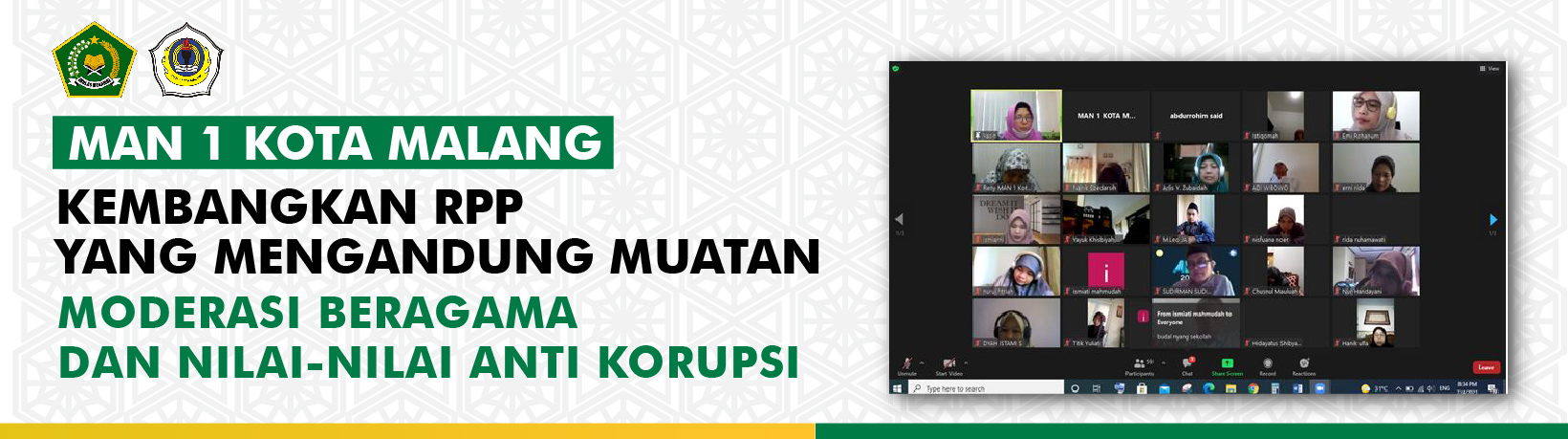 MAN 1 KOTA MALANG KEMBANGKAN RPP YANG MENGANDUNG MUATAN MODERASI BERAGAMA DAN NILAI-NILAI ANTI KORUPSI