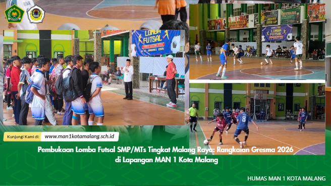 Semangat Sportivitas! Dr. Sutirjo M.Pd Resmi Buka Lomba Futsal  SMP/MTs Se-Malang Raya di MAN 1 Kota Malang
