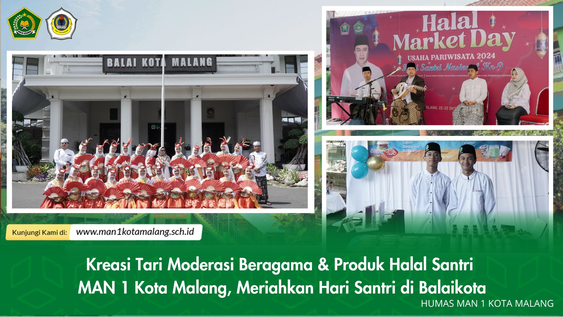 Kreasi Tari Moderasi Beragama & Produk Halal Santri MAN 1 Kota Malang, Meriahkan Hari Santri di Balaikota