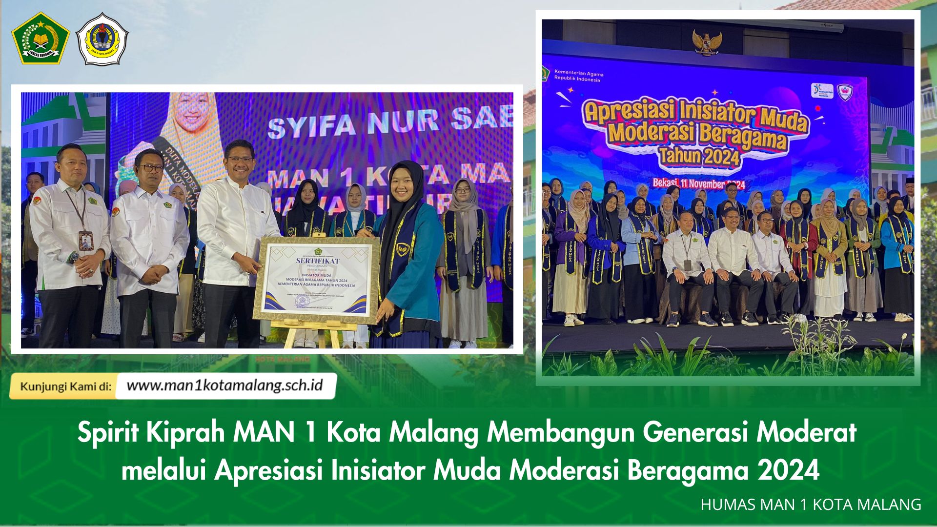 Spirit Kiprah MAN 1 Kota Malang Membangun Generasi Moderat melalui Apresiasi Inisiator Muda Moderasi Beragama 2024