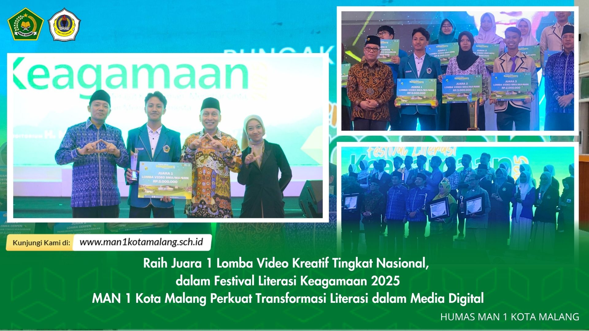 Raih Juara 1 Lomba Video Kreatif Tingkat Nasional,  dalam Festival Literasi Keagamaan 2025 MAN 1 Kota Malang Perkuat Transformasi Literasi dalam Media Digital