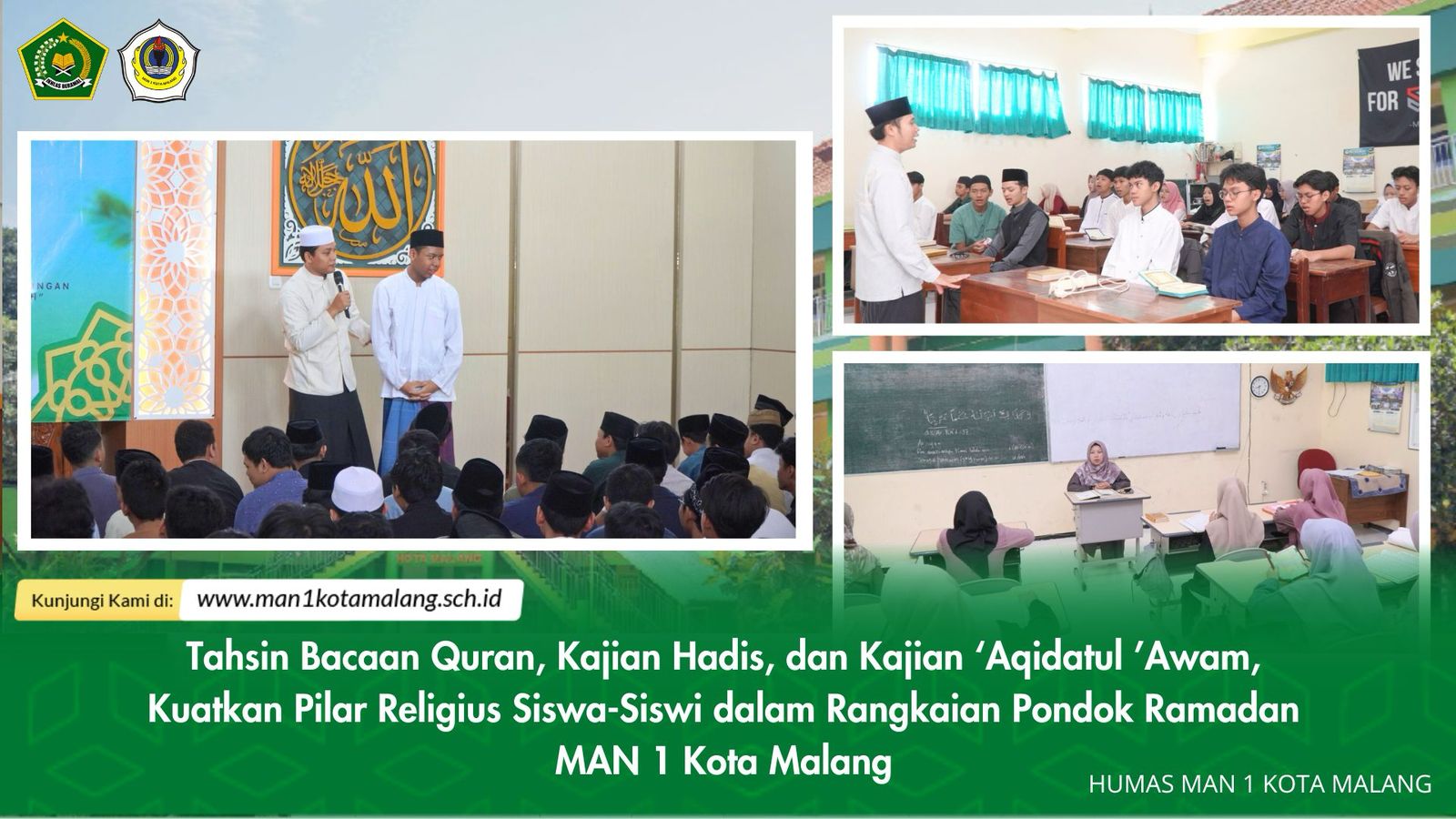 Tahsin Bacaan Quran, Kajian Hadis, dan Kajian ‘Aqidatul ’Awam, Kuatkan Pilar Religius Siswa-Siswi dalam Rangkaian Pondok Ramadan MAN 1 Kota Malang
