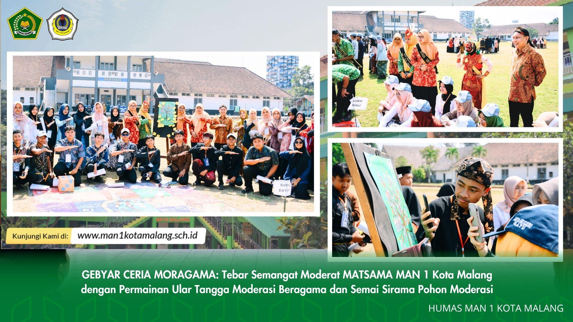 GEBYAR CERIA MORAGAMA: Kuatkan Jiwa Moderat MATSAMA MAN 1 Kota Malang dengan Permainan Ular Tangga Moderasi Beragama dan Semai Sirama Pohon Moderasi