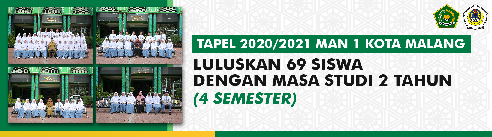 TAPEL 2020/2021 MAN 1 KOTA MALANG LULUSKAN 69 SISWA DENGAN MASA STUDI 2 TAHUN (4 SEMESTER)